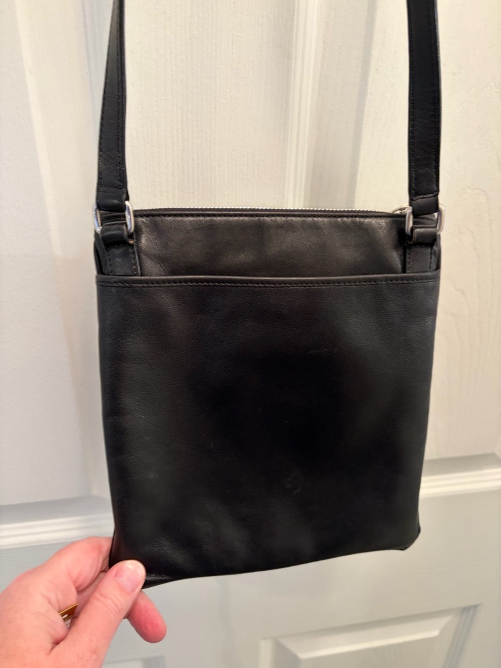 Coach Black Leather Crossbody Bag Zip Top Adjustable Strap - Picture 9 of 12